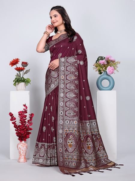 Patola Silk Saree with Traditional Pallu and Tassel Border Banarasi Sarees