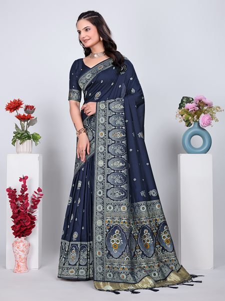 Patola Silk Saree with Traditional Pallu and Tassel Border Banarasi Sarees