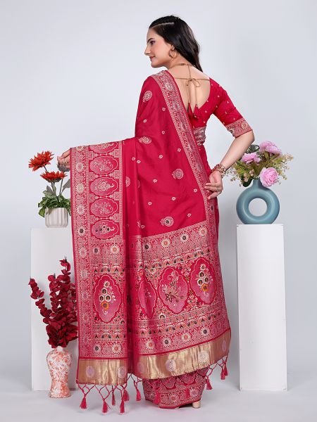 Patola Silk Saree with Traditional Pallu and Tassel Border Banarasi Sarees