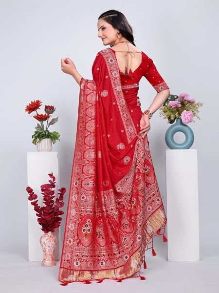 Patola Silk Saree with Traditional Pallu and Tassel Border Banarasi Sarees