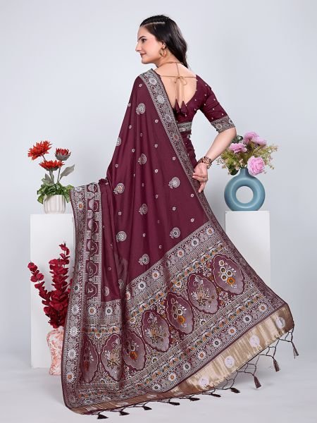 Patola Silk Saree with Traditional Pallu and Tassel Border Banarasi Sarees