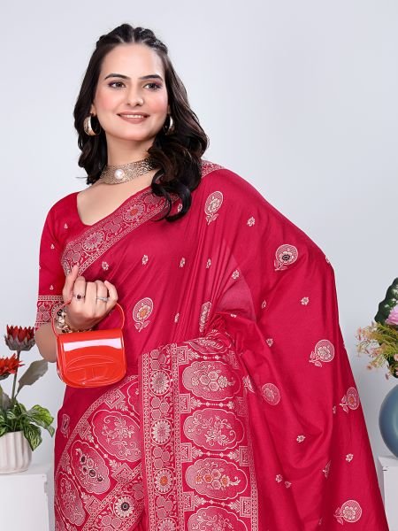Patola Silk Saree with Traditional Pallu and Tassel Border Banarasi Sarees