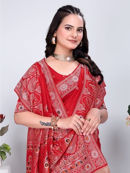 Patola Silk Saree with Traditional Pallu and Tassel Border Banarasi Sarees