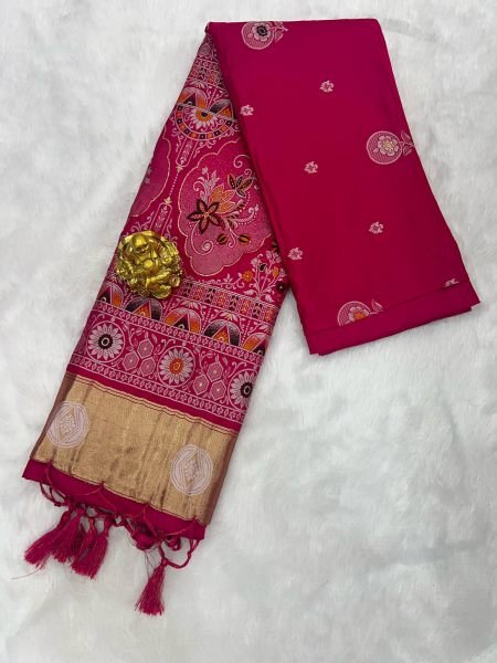 Patola Silk Saree with Traditional Pallu and Tassel Border Banarasi Sarees