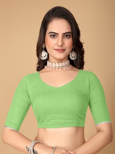 Pista Green Solid Plain Lace Border Fix Diamond Work Designer Saree Designer Sarees