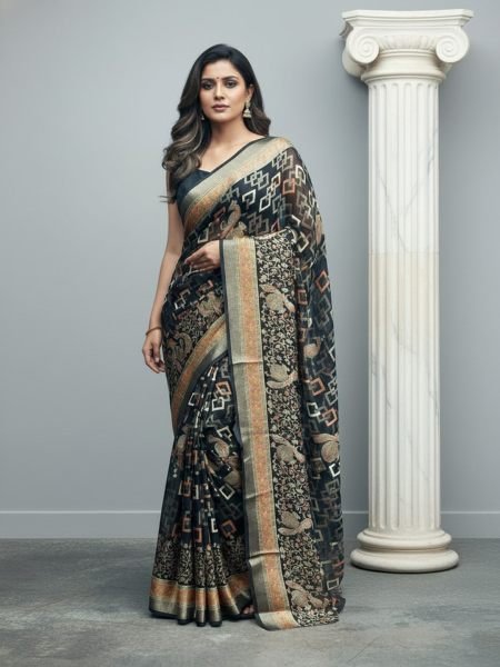 Premium Brasso Chiffon Saree with Intricate Woven Design Saree