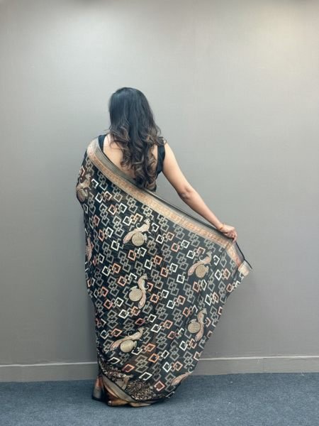 Premium Brasso Chiffon Saree with Intricate Woven Design Printed Sarees