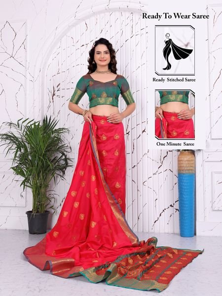 Pure Banarasi Silk Ready to Wear Saree with Jacquard   Woven Weaving Work Daily Deals