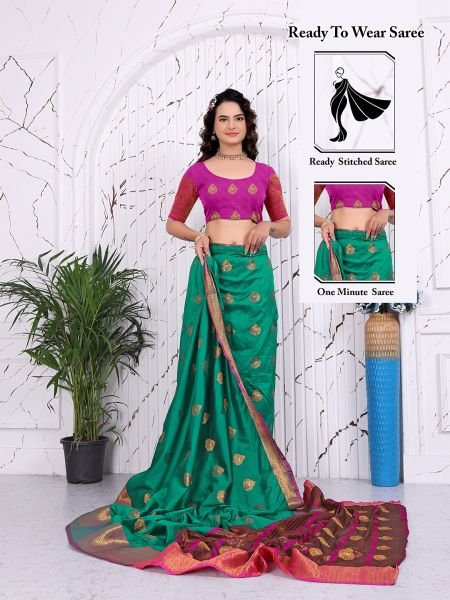 Pure Banarasi Silk Ready to Wear Saree with Jacquard   Woven Weaving Work Daily Deals