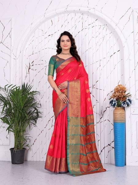 Pure Banarasi Silk Ready to Wear Saree with Jacquard   Woven Weaving Work Ready To Wear Sarees