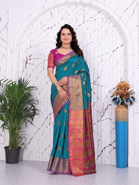 Pure Banarasi Silk Ready to Wear Saree with Jacquard   Woven Weaving Work Ready To Wear Sarees