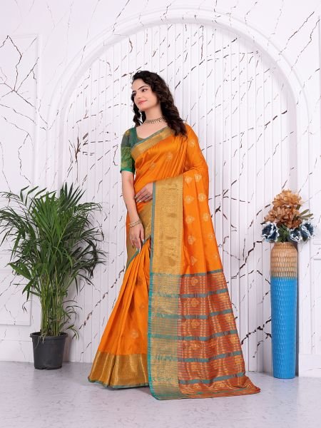 Pure Banarasi Silk Ready to Wear Saree with Jacquard   Woven Weaving Work Ready To Wear Sarees