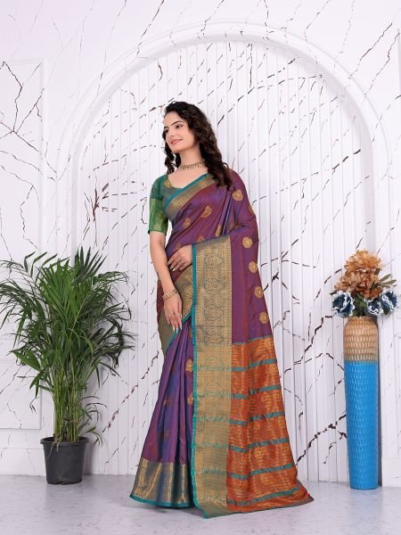 Pure Banarasi Silk Ready to Wear Saree with Jacquard   Woven Weaving Work Ready To Wear Sarees