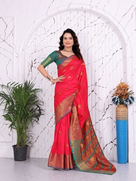 Pure Banarasi Silk Ready to Wear Saree with Jacquard   Woven Weaving Work Ready To Wear Sarees