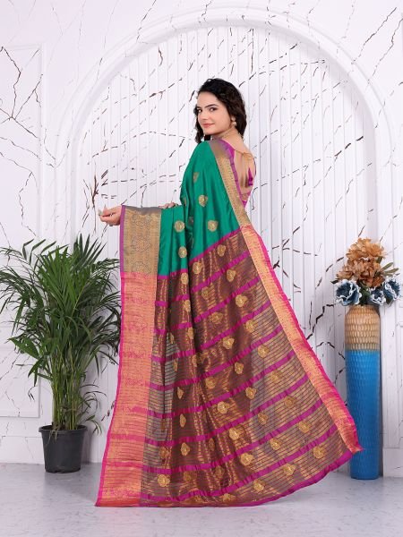 Pure Banarasi Silk Ready to Wear Saree with Jacquard   Woven Weaving Work Ready To Wear Sarees
