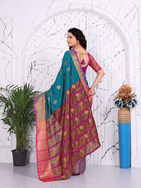 Pure Banarasi Silk Ready to Wear Saree with Jacquard   Woven Weaving Work Ready To Wear Sarees