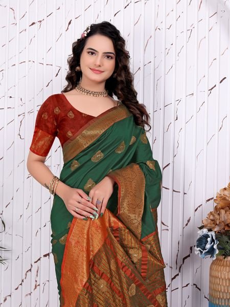 Pure Banarasi Silk Ready to Wear Saree with Jacquard   Woven Weaving Work Ready To Wear Sarees