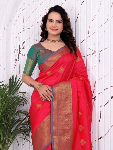 Pure Banarasi Silk Ready to Wear Saree with Jacquard   Woven Weaving Work Ready To Wear Sarees
