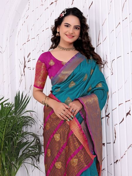 Pure Banarasi Silk Ready to Wear Saree with Jacquard   Woven Weaving Work Ready To Wear Sarees