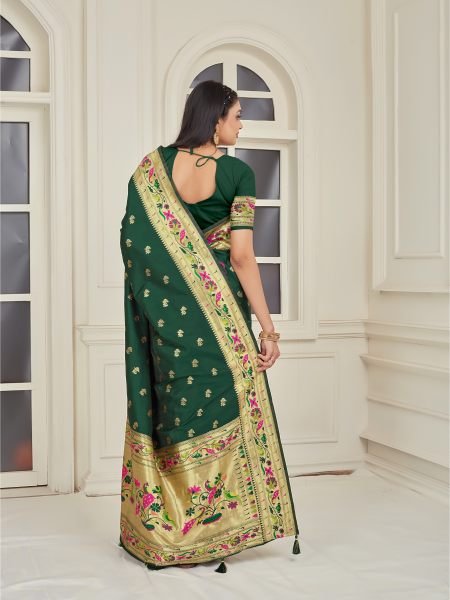 Pure Silk Paithani Zari Woven Green Saree Designer Sarees