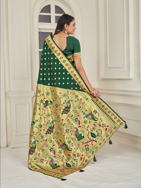 Pure Silk Paithani Zari Woven Green Saree Designer Sarees