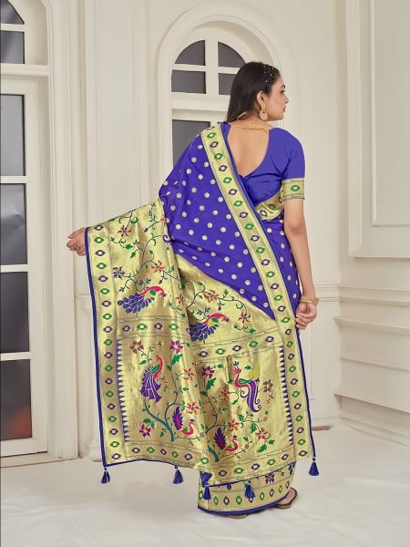 Pure Silk Paithani Zari Woven Blue Saree Designer Sarees