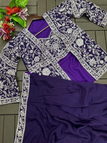 Purple New Superb Trendy Party Wear Koti and Sarara Designer Sarees