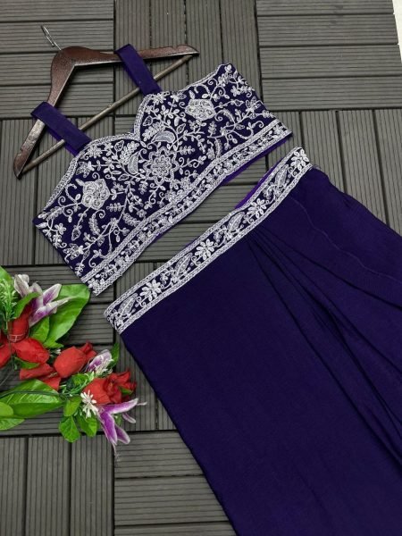 Purple New Superb Trendy Party Wear Koti and Sarara Designer Sarees