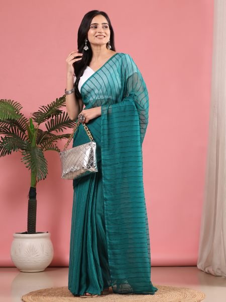 Rama Ready To Wear Chiffon Zari Linen Saree Ready To Wear Sarees