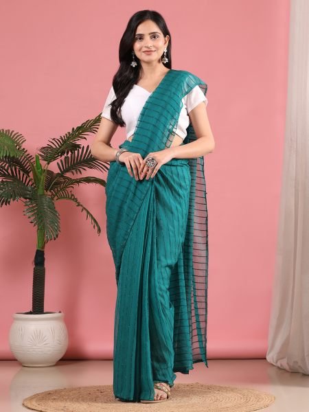 Rama Ready To Wear Chiffon Zari Linen Saree Ready To Wear Sarees