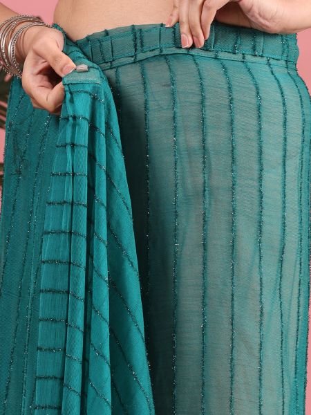 Rama Ready To Wear Chiffon Zari Linen Saree Ready To Wear Sarees