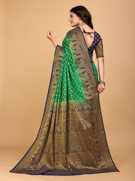 Rama Woven Banarasi Nylon Pure Silk Saree Banarasi Sarees
