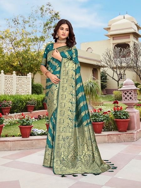 Rama Woven Jacquard Kanjivaram Pure Silk Saree Banarasi Sarees