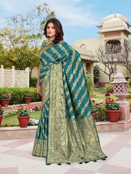 Rama Woven Jacquard Kanjivaram Pure Silk Saree Banarasi Sarees