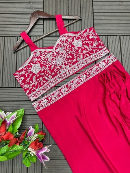 Rani Pink New Superb Trendy Party Wear Koti and Sarara Designer Sarees