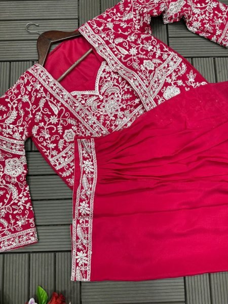 Rani Pink New Superb Trendy Party Wear Koti and Sarara Designer Sarees