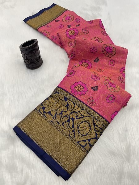 Rani Pink Pure Silk Dharmavaram Pattu Saree with Elegant Jacquard Zari Weaving Sale