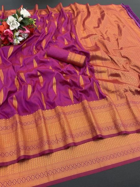 Rani Pure Silk Banarasi Saree with Gold Zari Jacquard Weaving Sale