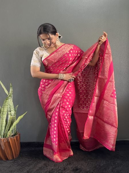 Rani Ready to Wear Pure Banarasi Georgette Saree Ready To Wear Sarees