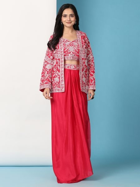 Rani Trendy Party Wear Koti and Sharara Designer Sarees