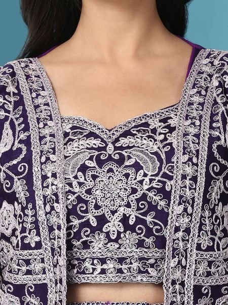 Purple Trendy Party Wear Koti and Sharara Designer Sarees