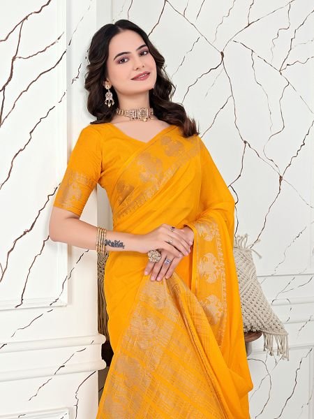 Ready to Wear Banarasi Jacquard Saree in Crepe Fabric Ready To Wear Sarees