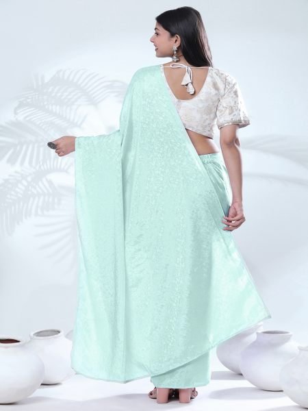 Ready To Wear Chiffon Rama Saree With Stitch Blouse  Ready To Wear Sarees