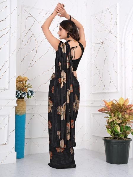 Ready to Wear Chiffon Saree with Zari Lines for Party Look Ready To Wear Sarees