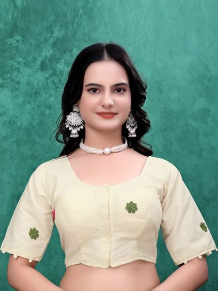 Ready to Wear Chinon Saree with Block Print Design With Readymade Blouse Ready To Wear Sarees