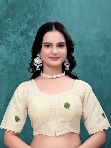 Ready to Wear Chinon Saree with Block Print Design With Readymade Blouse Ready To Wear Sarees