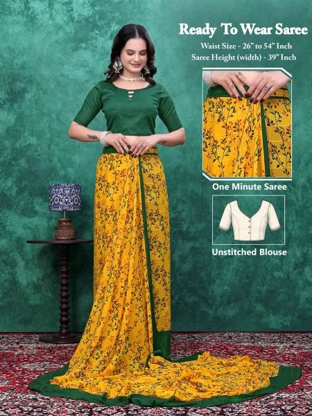  Ready to Wear Floral Bliss Simmer Silk Saree Saree