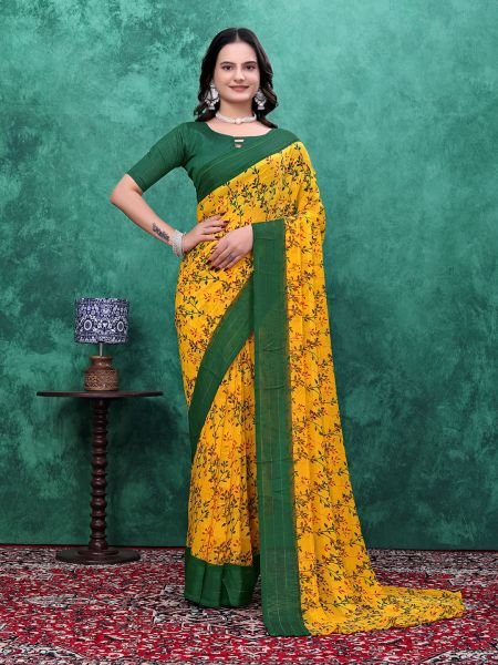  Ready to Wear Floral Bliss Simmer Silk Saree Ready To Wear Sarees