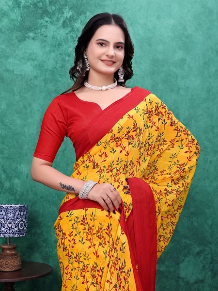  Ready to Wear Floral Bliss Simmer Silk Saree Ready To Wear Sarees