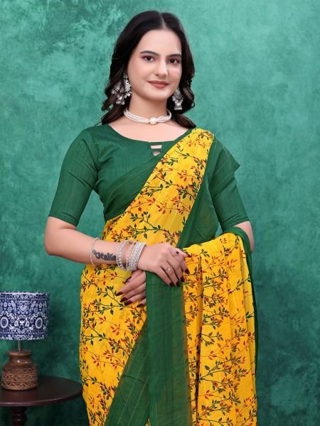  Ready to Wear Floral Bliss Simmer Silk Saree Ready To Wear Sarees